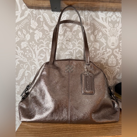 Coach Handbags - Coach Satchel Pewter Metallic Leather w/ 2 Hangtags Silver 2010 #14976 EUC